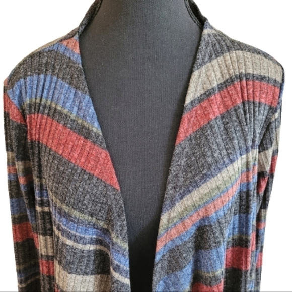 WHITE BIRCH Striped Open Front Cardigan Sweater, Size Medium - Picture 8 of 15
